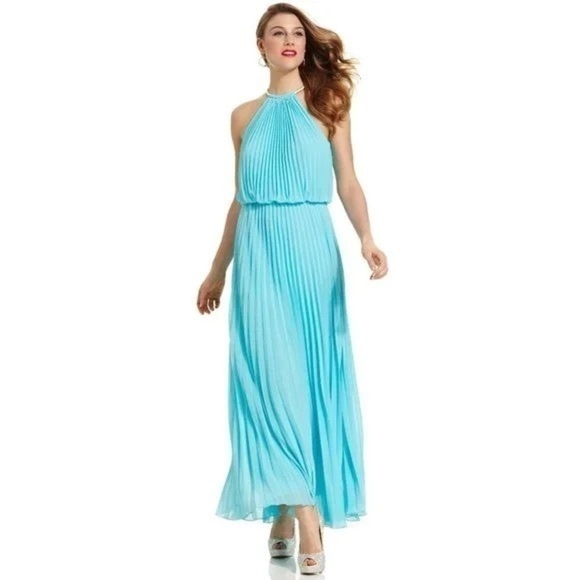 Xscape Pleated Cutaway Blouson Gown Dress Sz 2